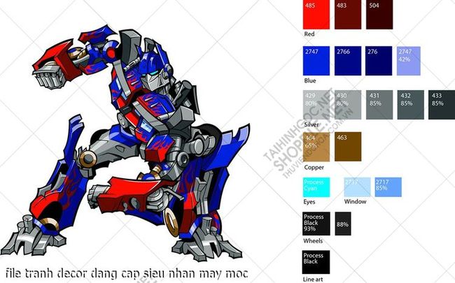 file tranh decor dang cap sieu nhan may moc